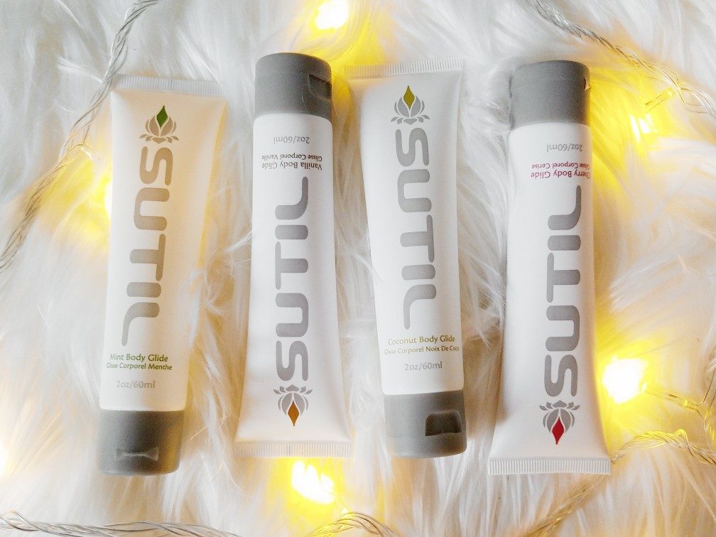 Front view of all four Hathor / SUTIL Body Glide Flavours lube tubes