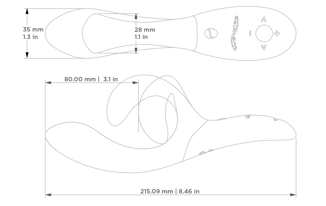 [Image: We-Vibe Nova length and width diagram]