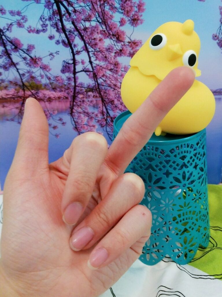 Image: Me giving the middle finger to the Emojibator Chickie