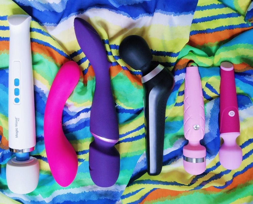 [Image: Magic Wand Plus, BMS Factory Swan Wand, We-Vibe Wand, PalmPower Extreme, Pillow Talk Cheeky, Blush Noje W4 side-by-side]