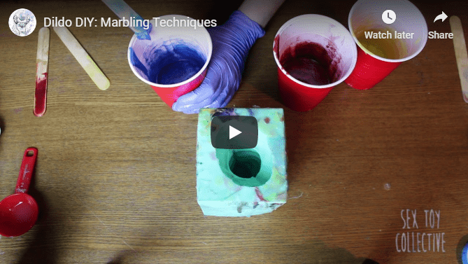 [Image: mixing pigment to pour into a block mold]