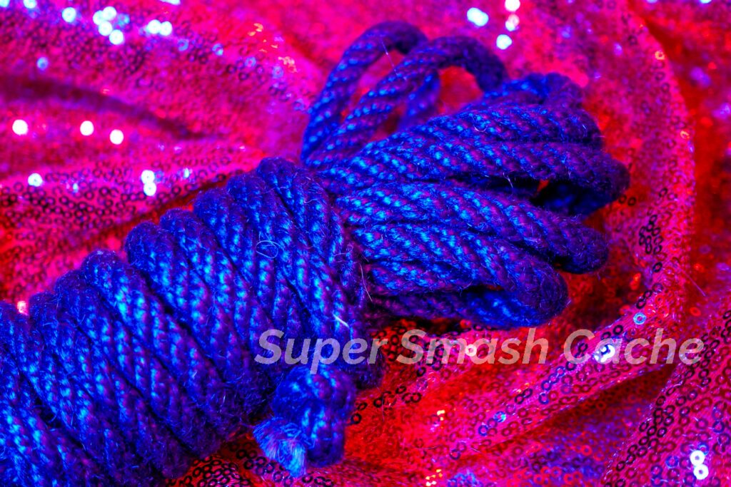 Conditioned black jute rope close-up texture
