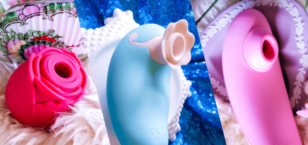 New air pulse massagers: NS Inya Rose clitoral suction sex toy, BMS Pillow Talk Dreamy, Womanizer Premium Eco