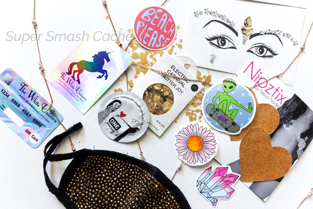 Gold glitter accessories and stickers from The White Unicorn boutique