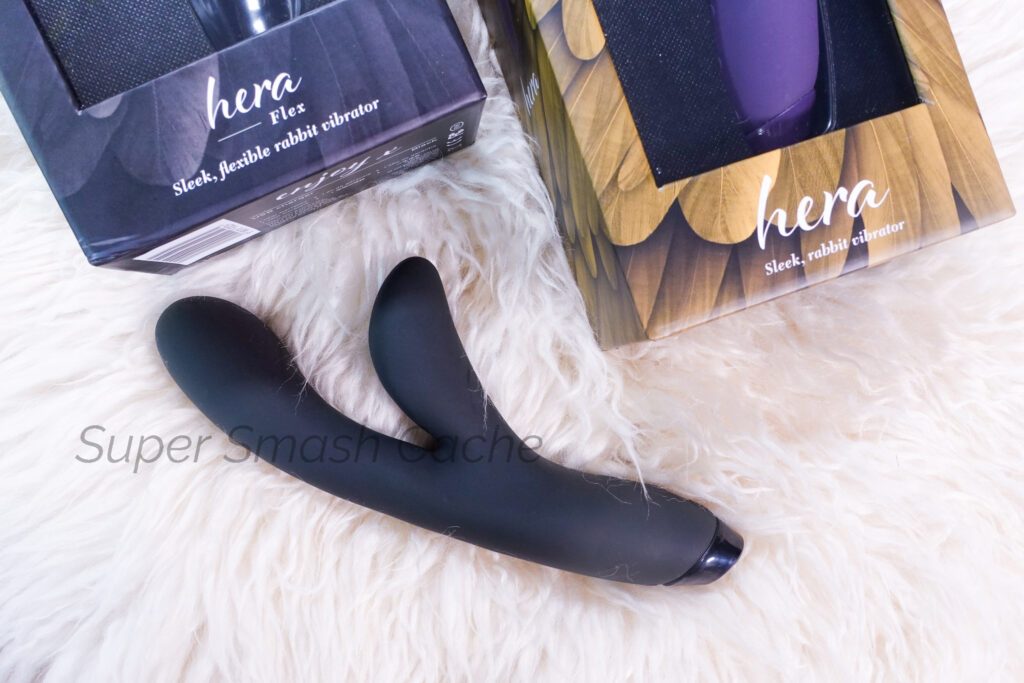 Je Joue Hera rabbit vibrator in purple and Hera Flex black sturdy packaging
