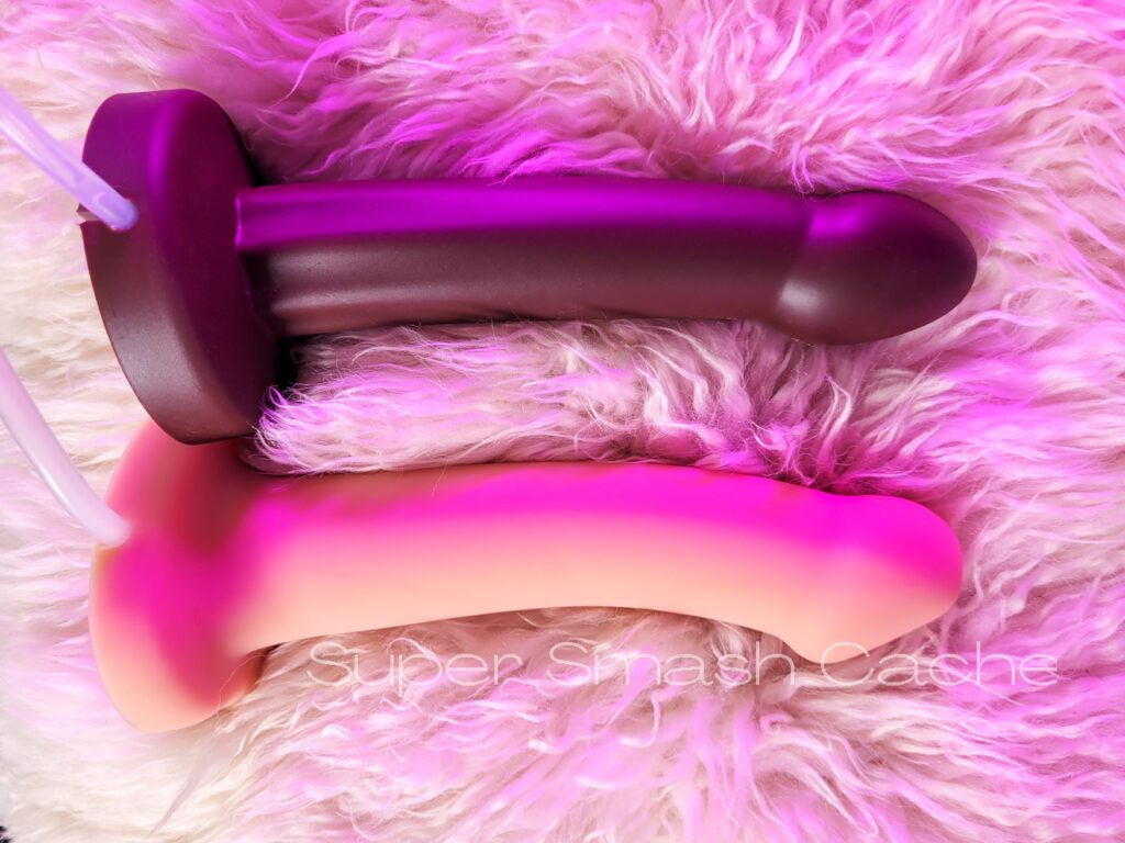 Ejaculating Dildos: POP by Tantus vs. Strap-On-Me Comparison 5 POP by Tantus vs. Strap-On-Me silicone ejaculating dildo size and shape comparison