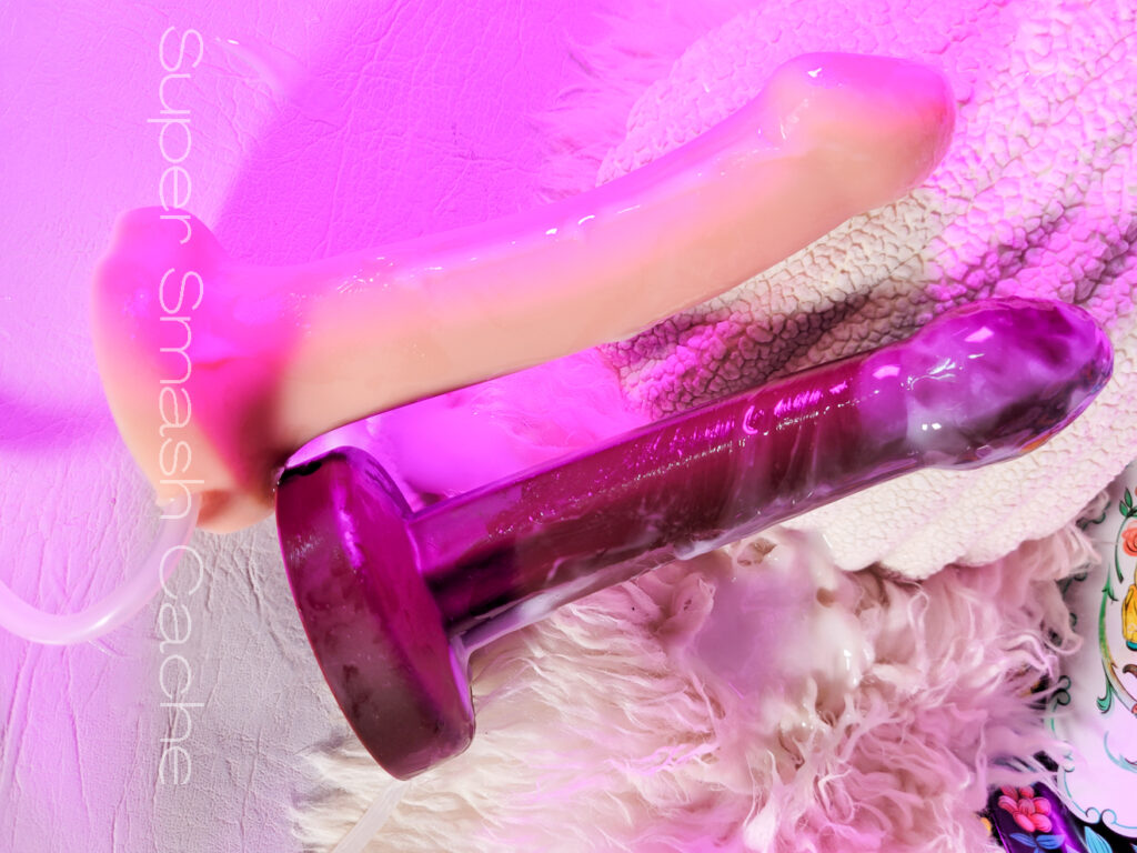 Ejaculating Dildos: POP by Tantus vs. Strap-On-Me Comparison 10 POP by Tantus vs. Strap-On-Me ejaculating dildo covered in white hybrid cum lube