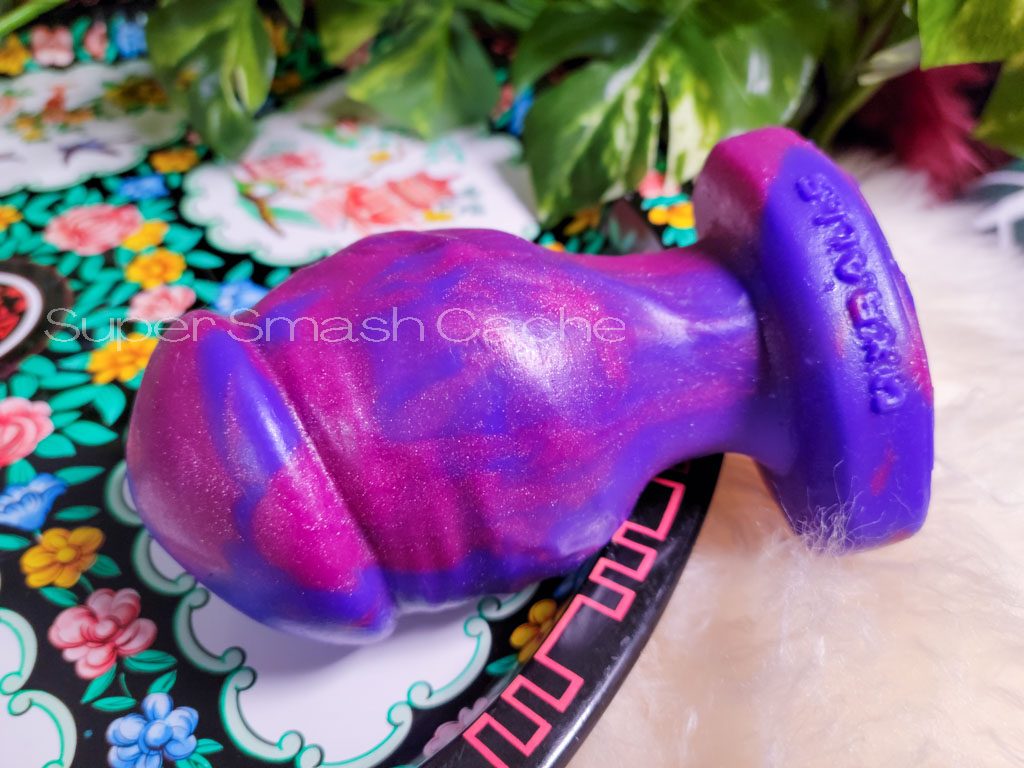 Oxballs Honcho huge squishy realistic penis-shaped plug with glitter in blackberry color scheme