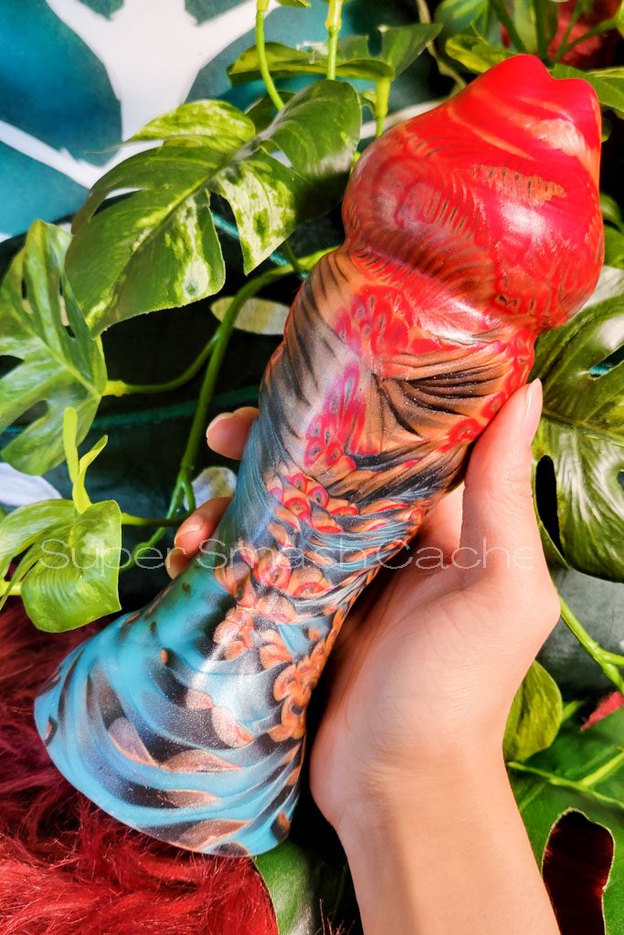 Uberrime Anurian girthy platinum silicone dildo top view