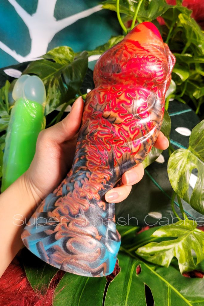 Uberrime Anurian huge vaginal plug-style dildo bigger than soda can side view taper and textures