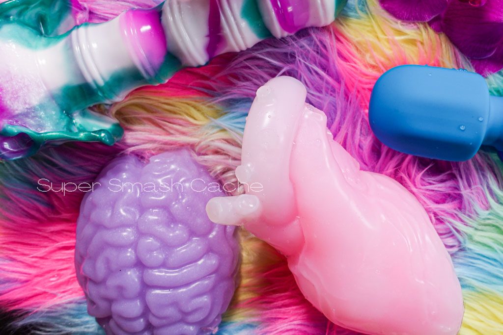 Velvet Alley spooky silicone sex toys - Brainzzz textured clitoral grinding toy and anatomical heart sculpt