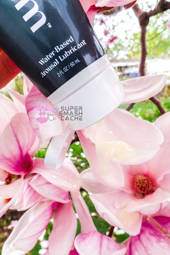 Morgasm CBD-infused lube dripped onto flower petals