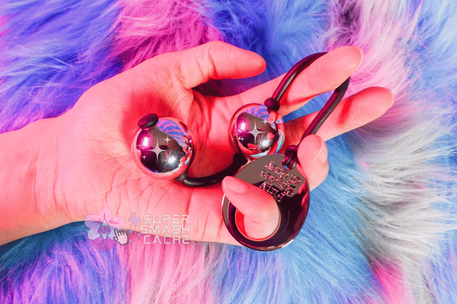 Fifty Shades of Grey Inner Goddess stainless steel weighted Kegel balls in hand