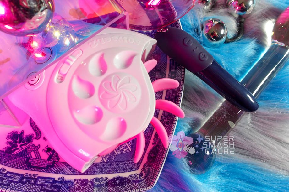 Lovehoney Sqweel 2, We-Vibe Tango X, glass dildo, and Inner Goddess Silver Pleasure Balls