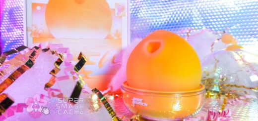 Pink Punch Peachu in charging dock next to packaging