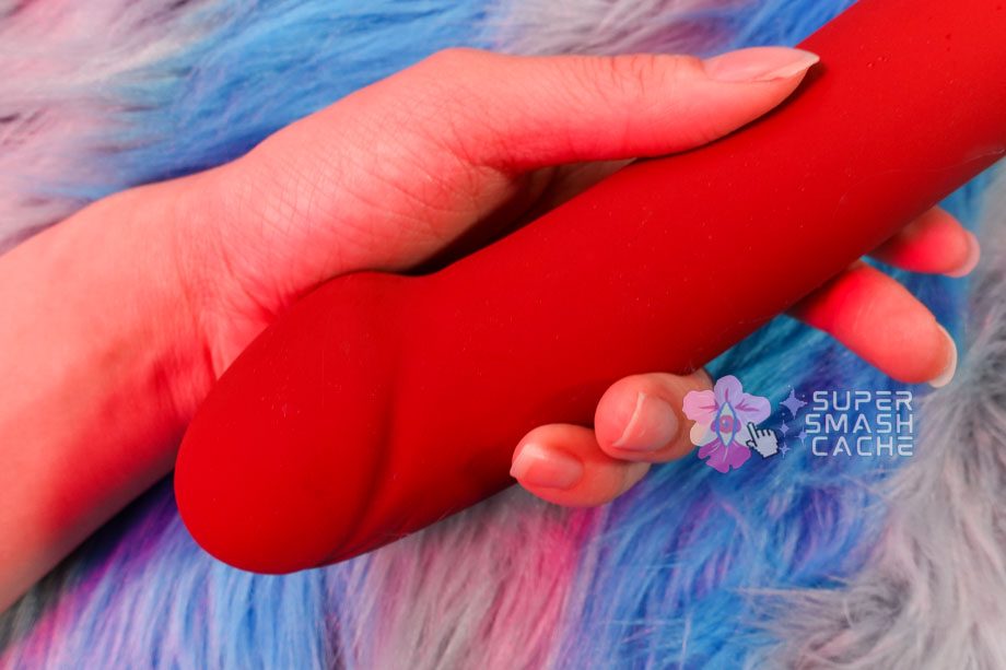 Tantus Hook dildo head shape in hand
