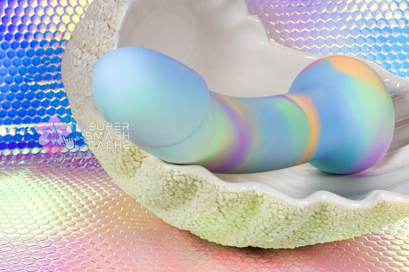 Y2K Rainbows: An Iridescent Glass Plug & Curved Pastel Dildo 9 Pastel rainbow gradient dildo