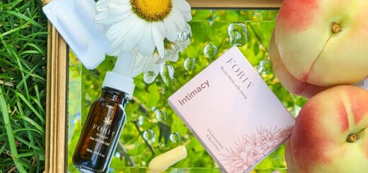 Foria CBD-infused anal sex suppositories and Intimacy Sex Oil among peaches