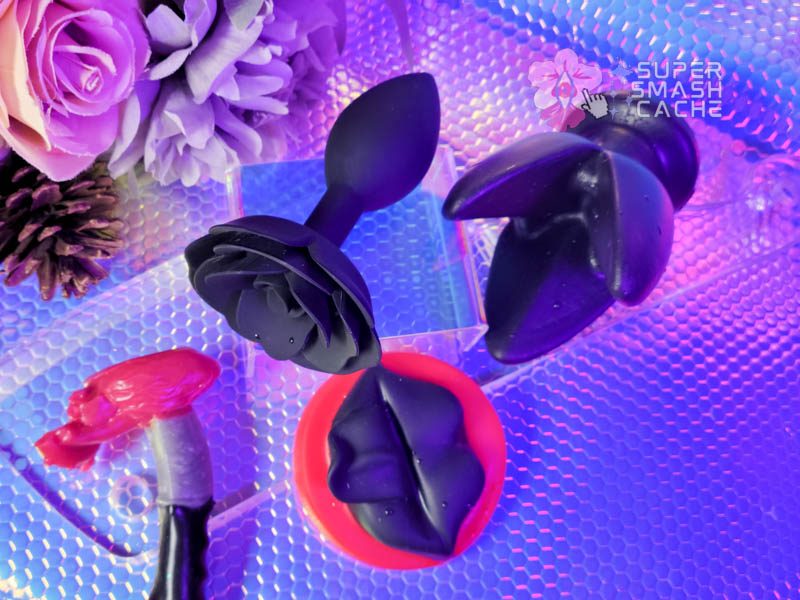 Black rose silicone butt plugs