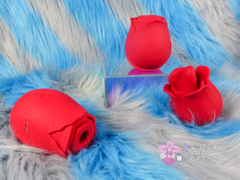 Red rose vibrator variations with tongue