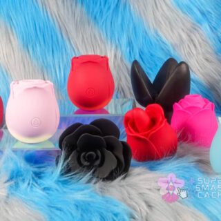 Variants of rose sex toys: air pulse massagers of different color roses, brand comparison, and rose butt plugs