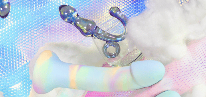 Y2K Rainbows: An Iridescent Glass Plug & Curved Pastel Dildo