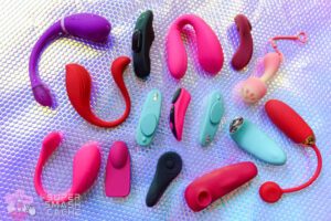 A collection of remote control panty vibrators arranged on holographic background