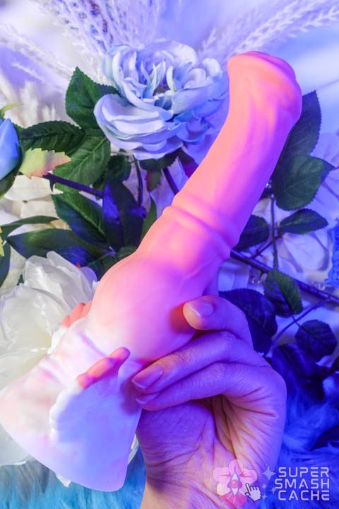 BestVibe Angel winged fantasy dildo hand size comparison