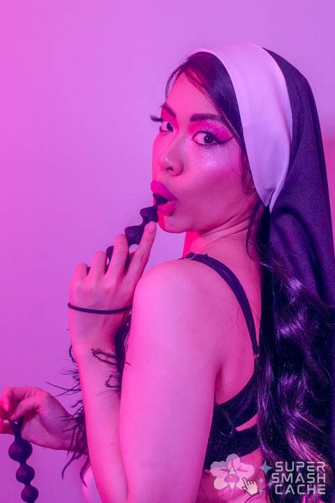 Carnal Confessions from the Kinky Congregation 2 Nun costume with anal beads in place of a rosary