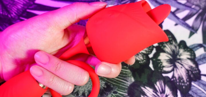 Fluttering rose vibrator in hand