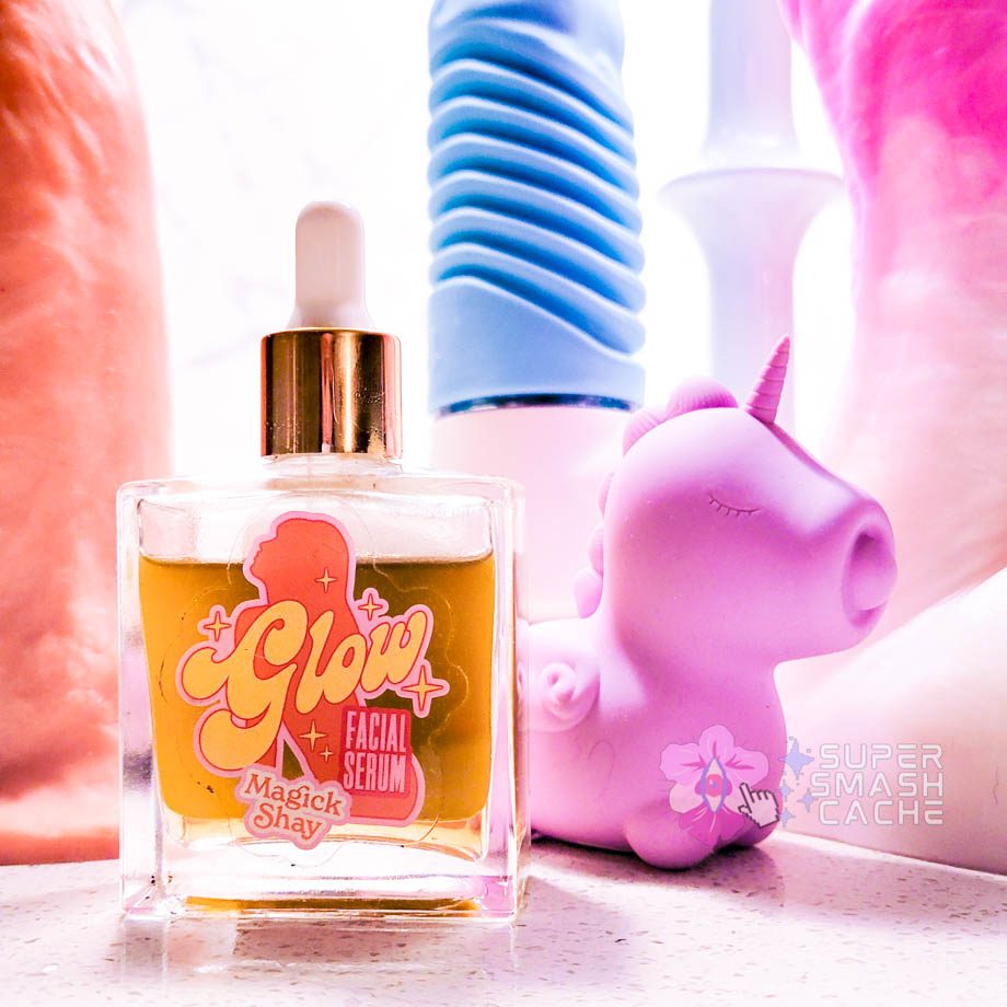 Magick Shay CBD Glow Serum next to sex toys I traveled with