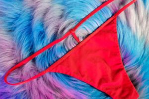 Red G-string thong-style used panties
