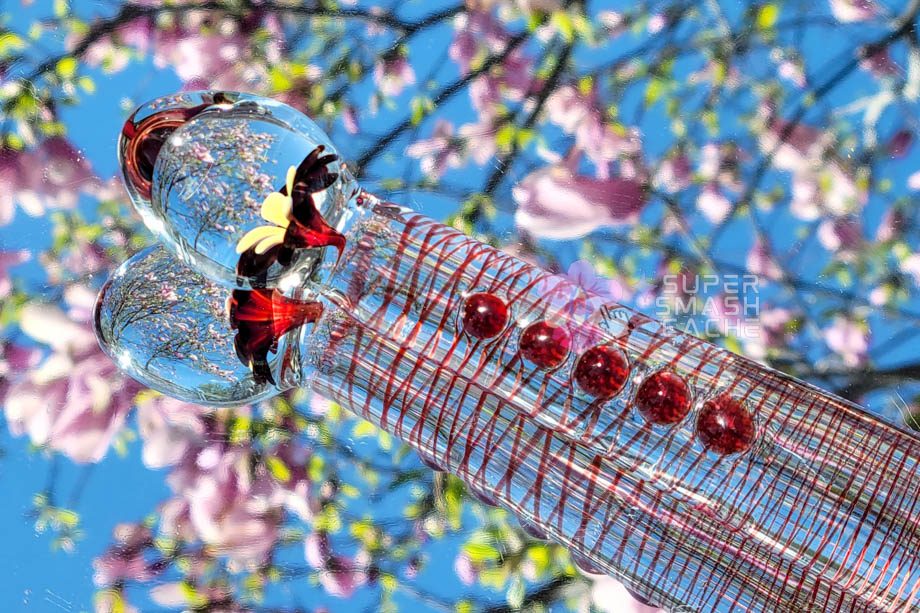 Dot textured flower glass dildo