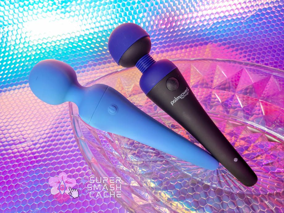 California Exotics Couture Collection wand next to BMS Factory PalmPower Recharge
