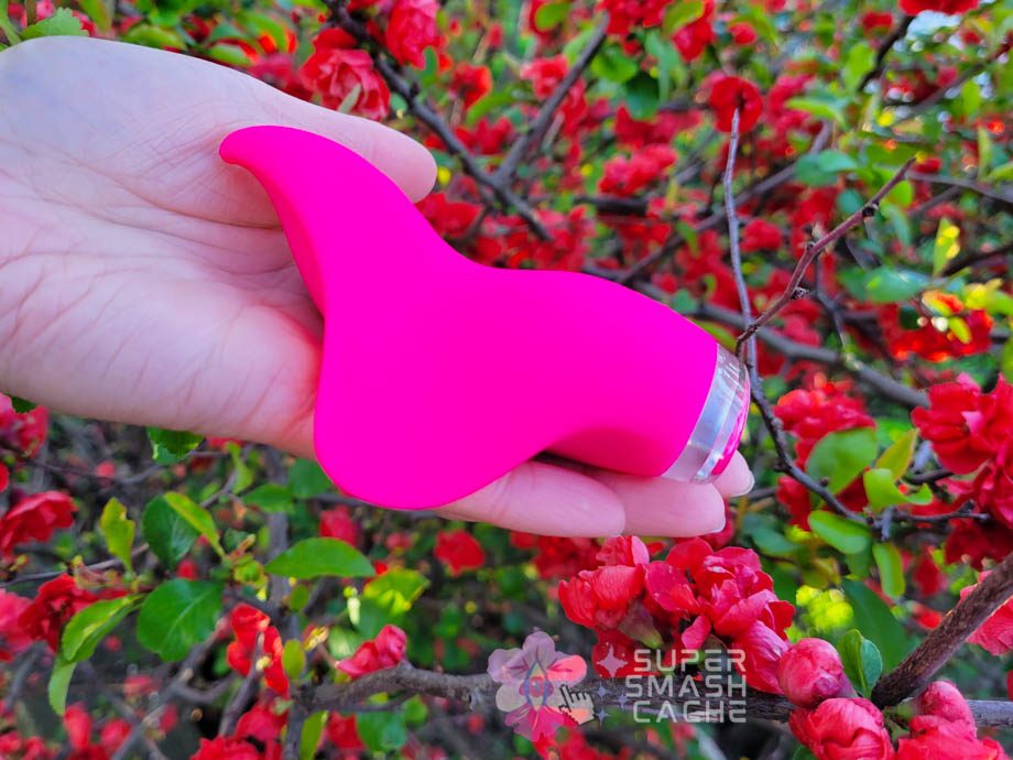Pink Clandestine Devices Mimic+ Plus manta ray-shaped lay-on vibrator for full vulva massage