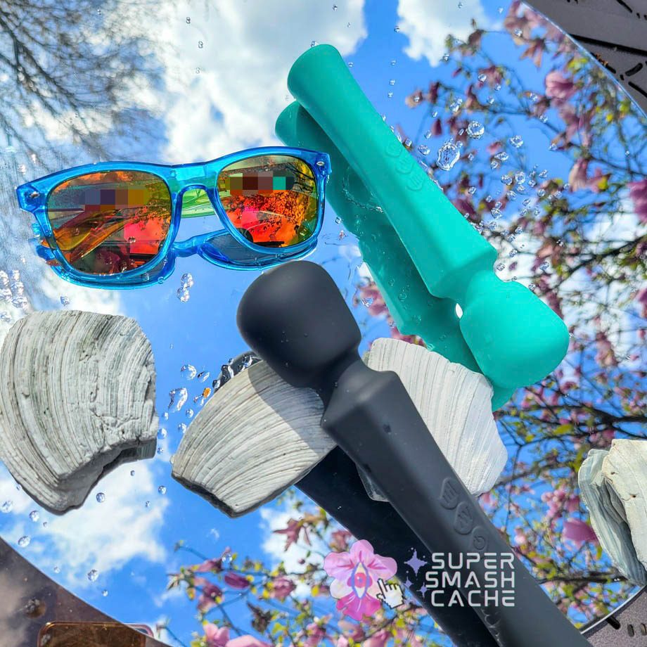 Teal Rock Candy Sweetensity Wand and black EdenFantasys Sleek Power Wand massagers with three-button control panels