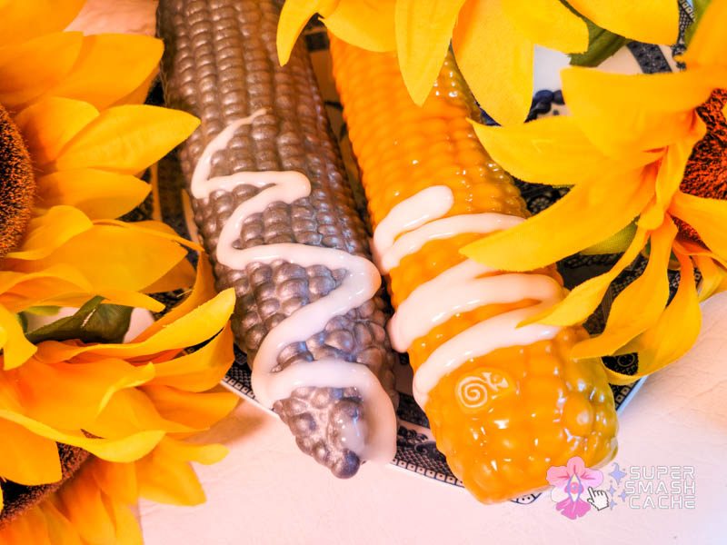 selfdelve corn on the cob and squarepegtoys cob a squat corn dildos with white lube drizzled