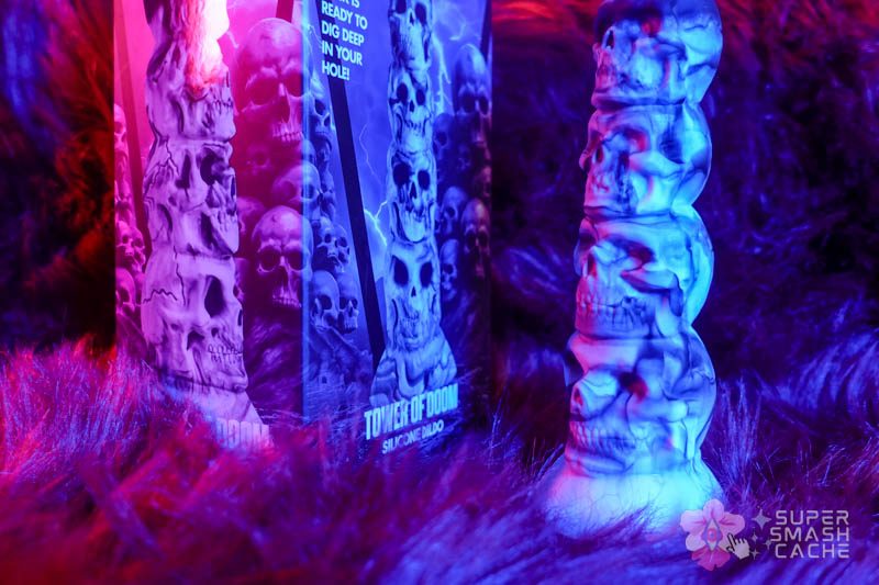 XR Brands Creature Cocks Tower of Doom skull silicone dildo and packaging