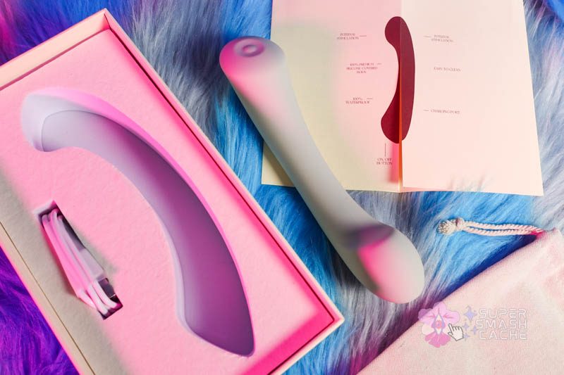 Curved and hooked G-spot vibrator shape and packaging