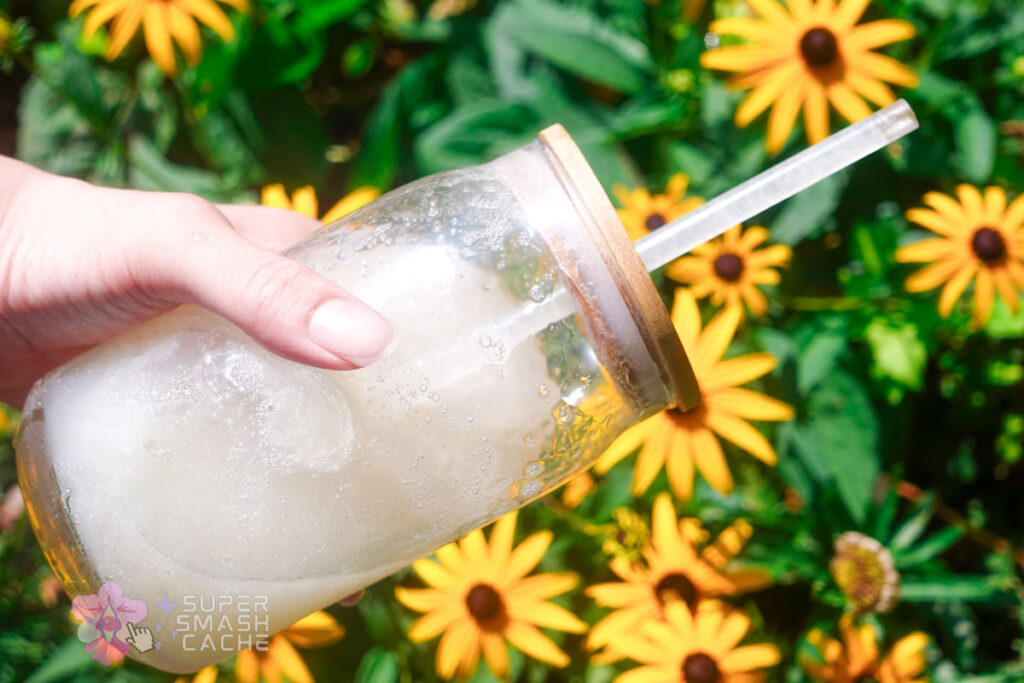 Realistic fake cum recipe in glass jar showing white texture of homemade artificial semen mixture