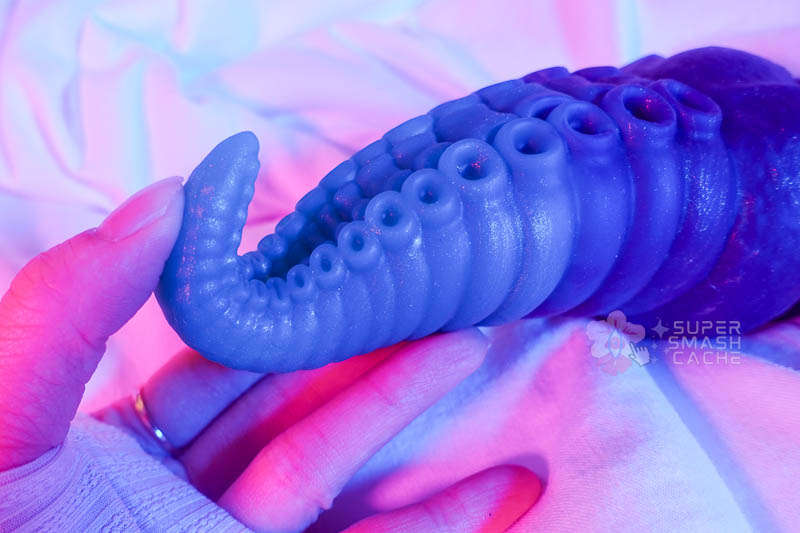 Fabled Toys Review: Lucien Dragon Dildo & Octyra Tentacle for Affordable Fantasy Fucking 11 Fabled Toys Octyra tentacle dildo tip flexibility and sucker texture close-up