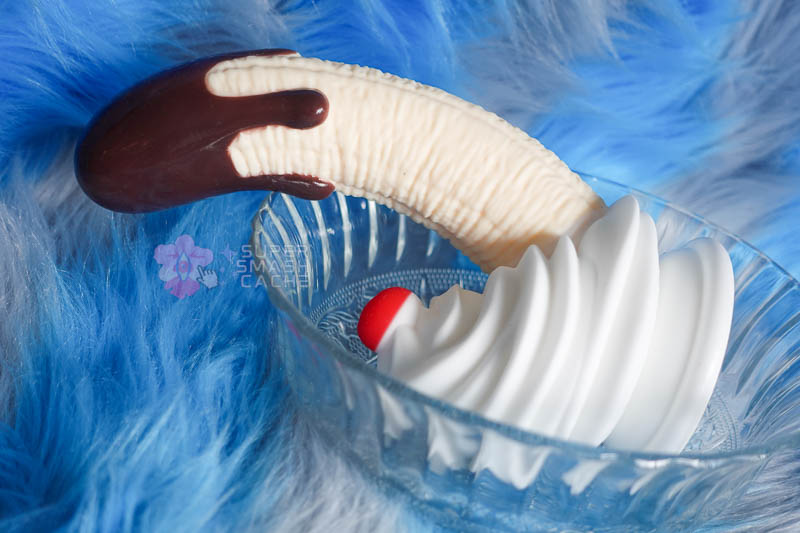 XR Brands Simply Sweet Banana Split textured dildo with whipped cream and fudge drips