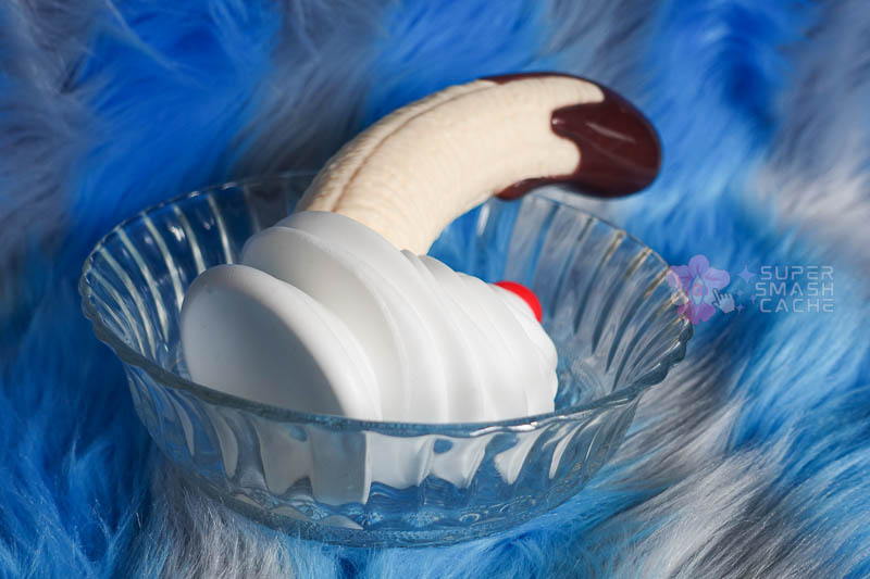 XR Brands Simply Sweet Banana Split suction cup dildo and whipped cream texture