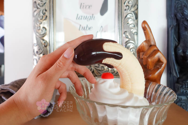 XR Brands Simply Sweet Banana Split suction cup dildo flexibility
