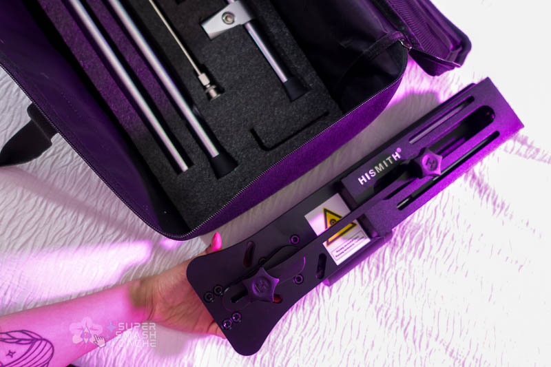 Hismith Premium 4.0 machine motor next to storage bag