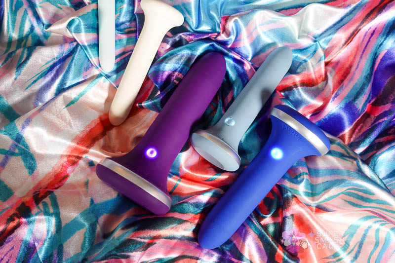 all five inmotion dilators arranged, with the three powered ones turned on to show the LED indicator