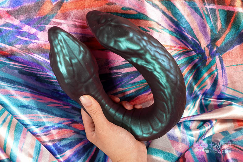 6 Silicone Double Dildos for Body-Safe DP (2026 Edition) 24 Temptasia Twin Python Silicone Fantasy Double Dildo with flexible wire core for holding curvature