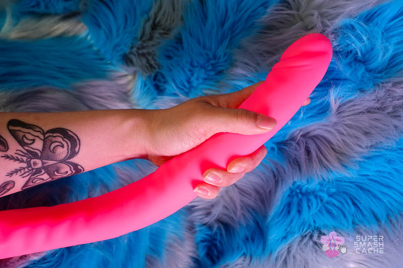 6 Silicone Double Dildos for Body-Safe DP (2026 Edition) 31 Hot pink Blush Rusé 18" Slim Silicone Double Dong straightened out