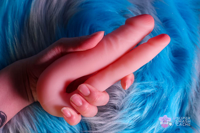 6 Silicone Double Dildos for Body-Safe DP (2026 Edition) 22 Blush Dr. Skin Mini Double Dildo with tips squeezed together