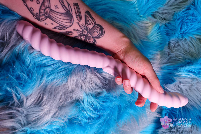 6 Silicone Double Dildos for Body-Safe DP (2026 Edition) 14 tentra cor unicorn vibrating double dildo forearm length comparison
